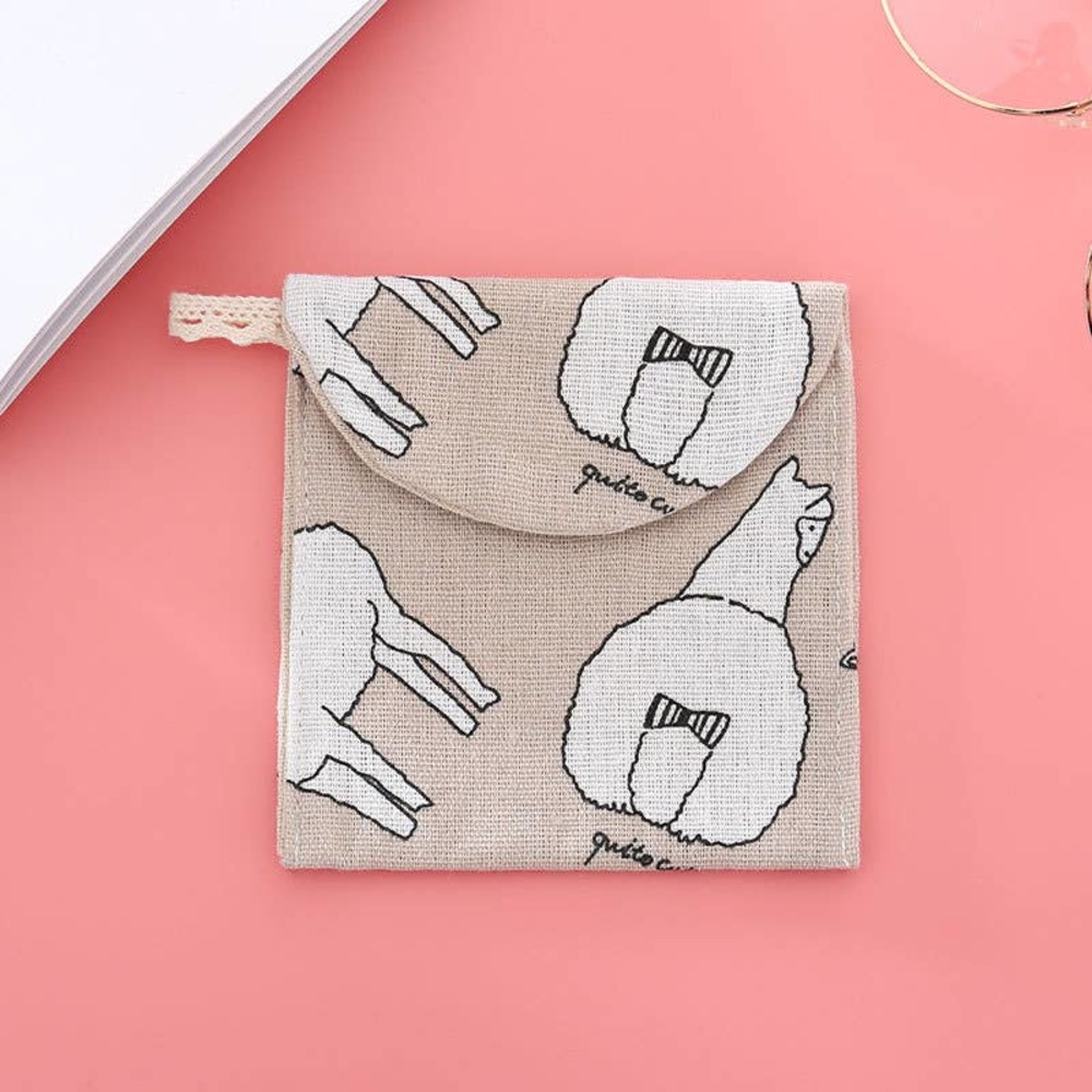 Discreet Linen Privacy Pouch Khaki with Llama‎